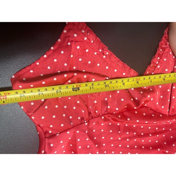 Japna Slip Dress Sz M Babydoll Red Pink Polka Dot Valentines Coquette 90s Style - Picture 12 of 14